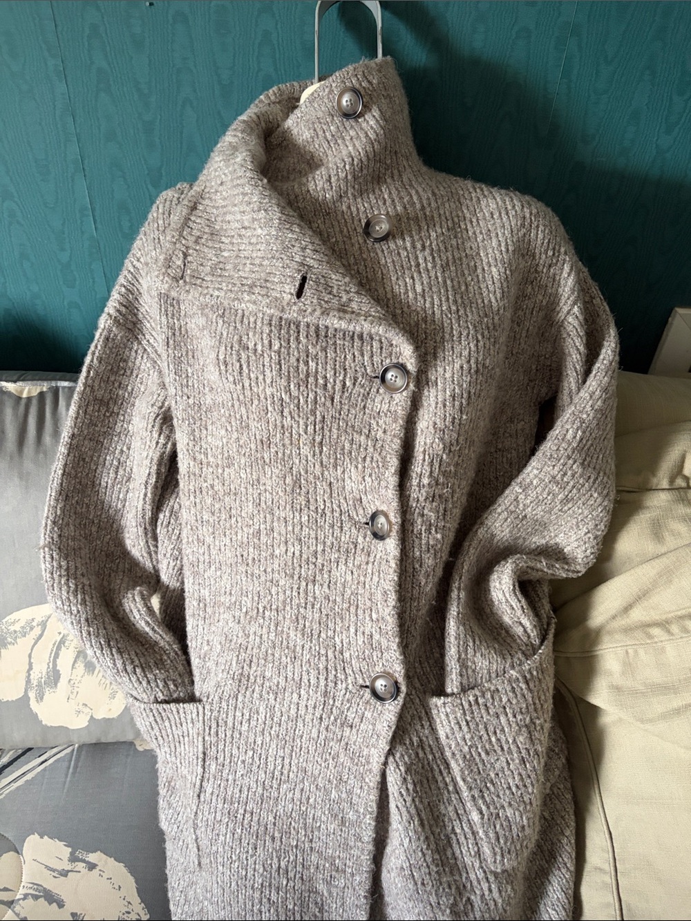 RW&CO. Neutral Taupe Ribbed Button-Front Cardigan - Picture 3 of 6